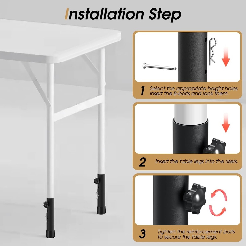 Adjustable Table Risers & Leg Extenders,4 Pack Height Extensions for Straight...