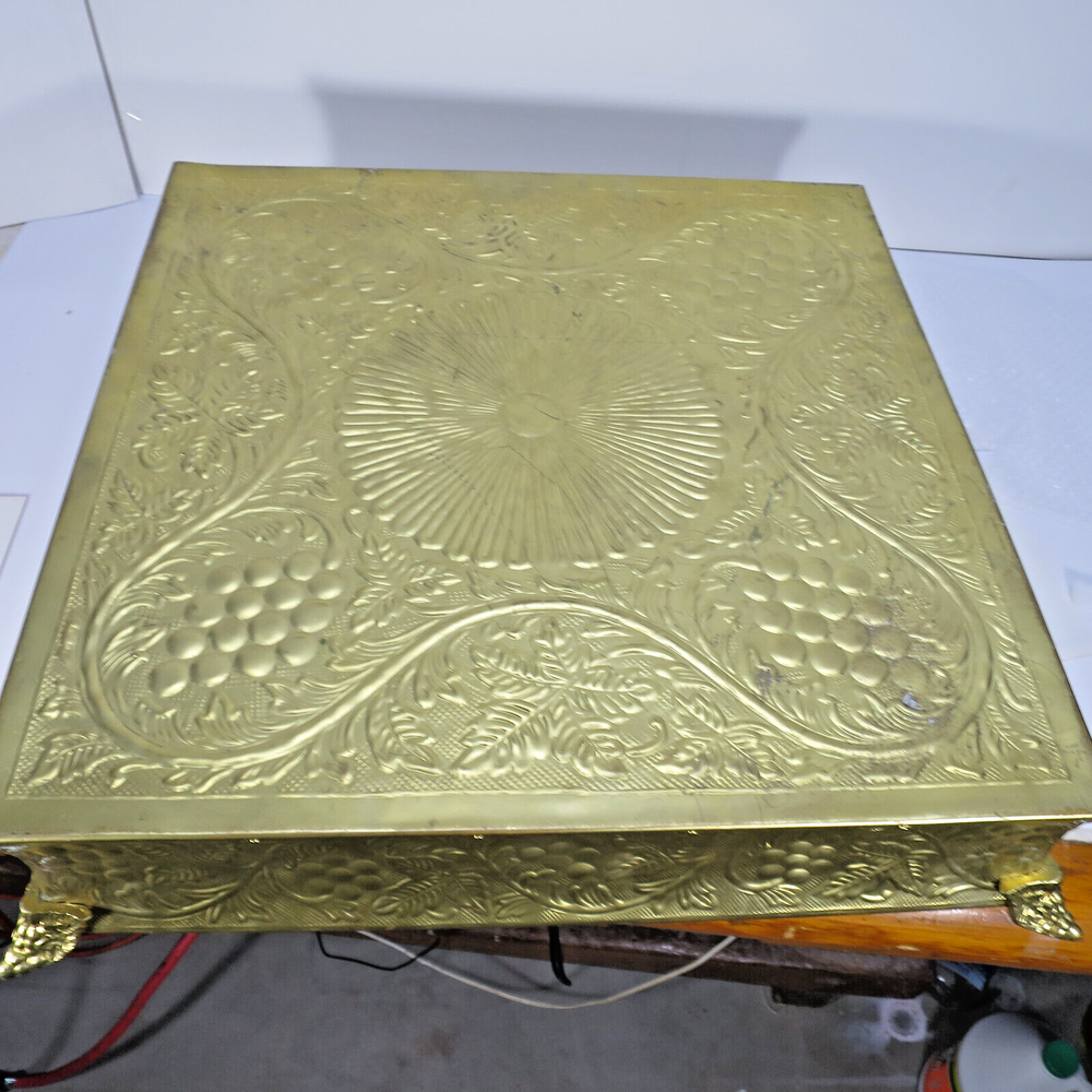 CAKE/CELEBRATION LARGE BRASS HAND MADE GOLD COLORED SQUARE STANDS