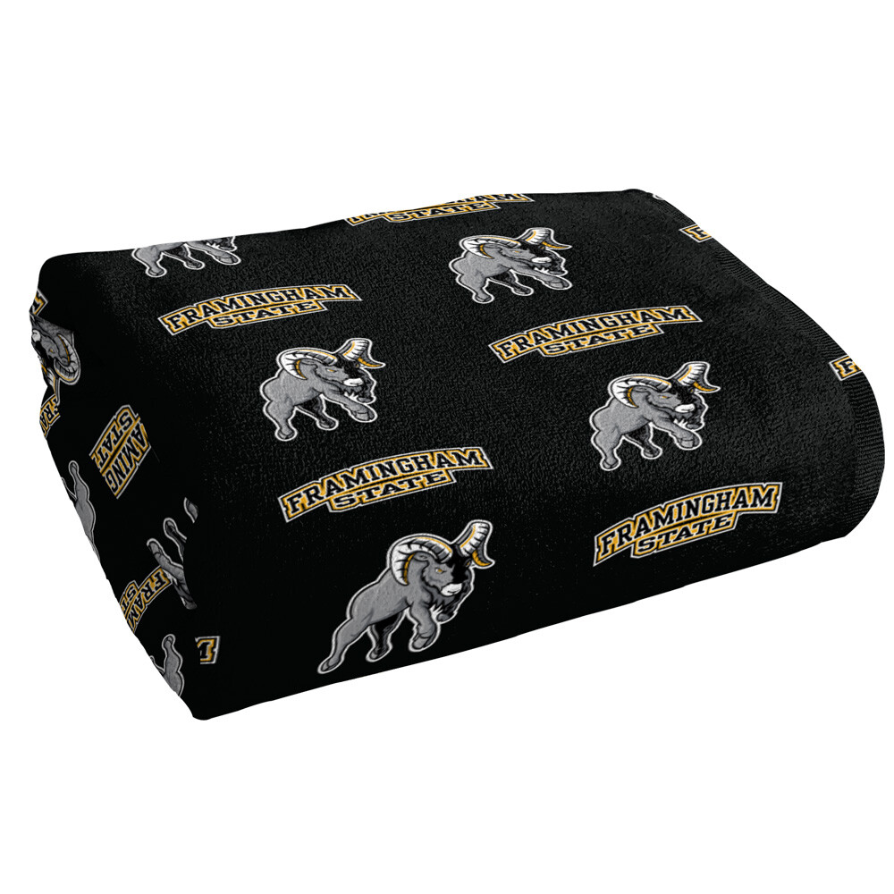 Framingham State University Beach Towel/Bath Towel, 30"x60" Logo Pattern