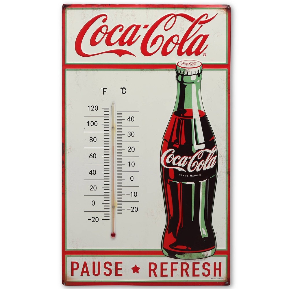 Coca-Cola Pause & Refresh Embossed Wall Thermometer (12" x 20")