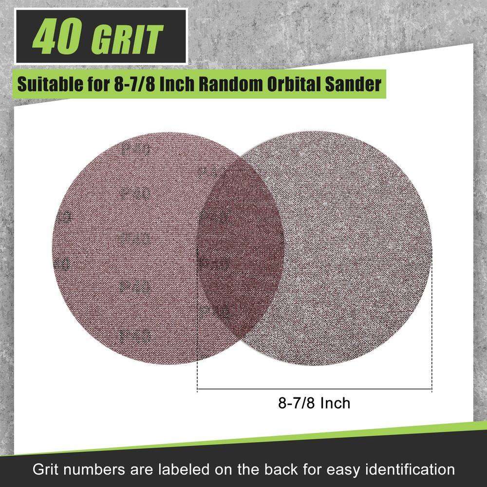 15 Pcs 8-7/8 Inch Grid Sanding Discs, 40 Grit Wall Sanding Discs
