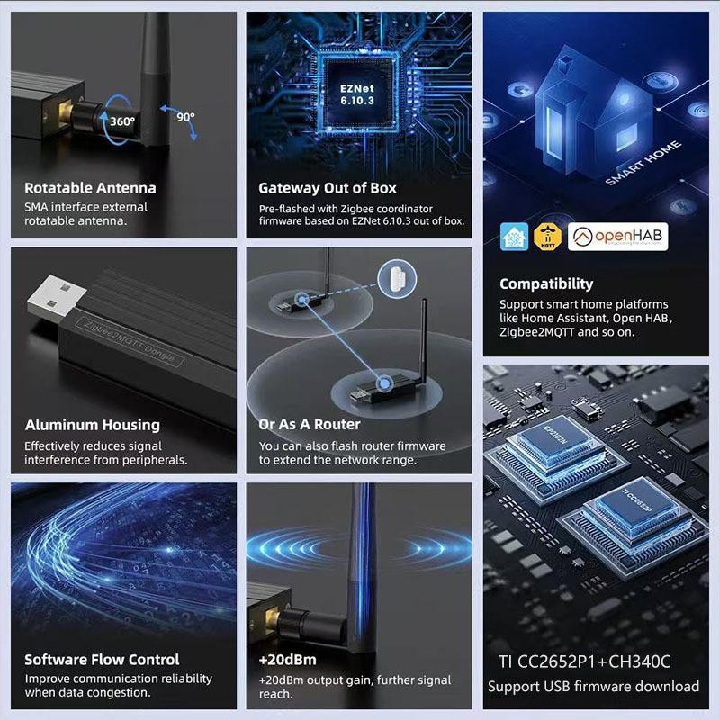 ZigBee 3.0 USB Dongle Universal Open Source Wireless Hub For Home Assistant