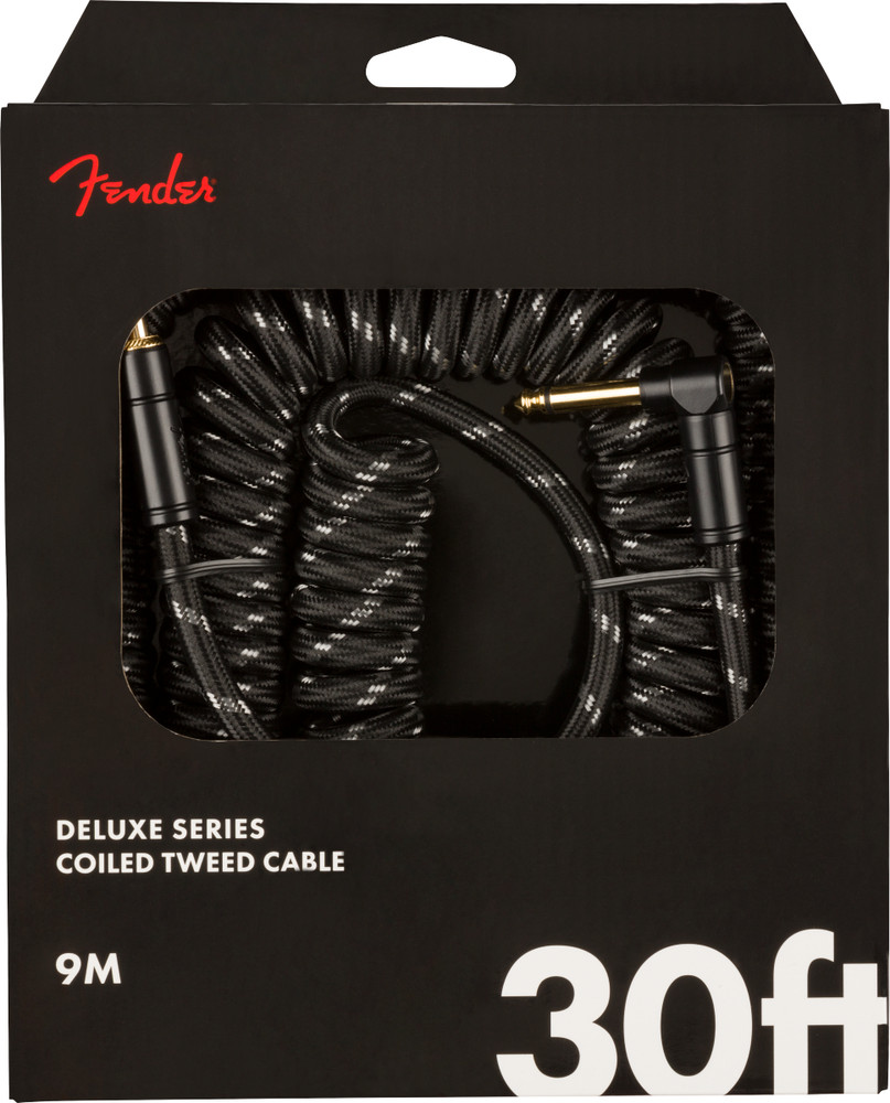 Fender Deluxe Coil Cable, 30', Black Tweed