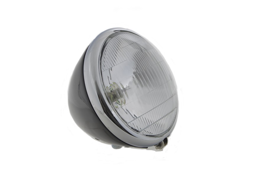 6-1/2 inch Spring Fork 6 Volt Headlamp Black for Harley-Davidson