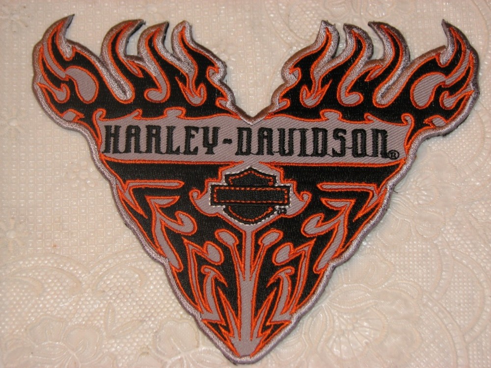 HARLEY DAVIDSON RARE B&S V FLAMES PATCH LG NEW