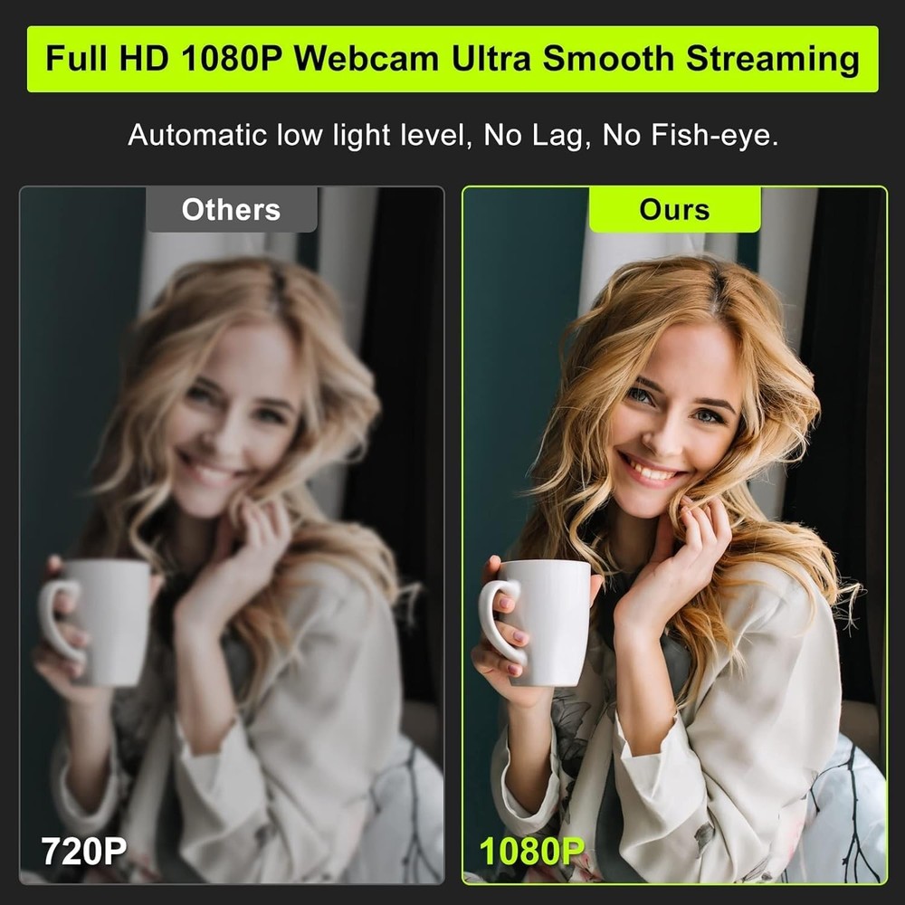 STREAMING CAMERA WITH MICROPHONE RING LIGHT 1080P Full Hd Computer PC Webcam