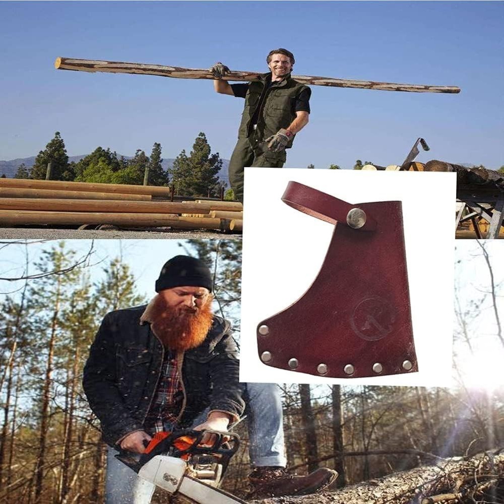 Wearable Leather Axe Sheath - Compact Protector with Easy Snap for Adventure