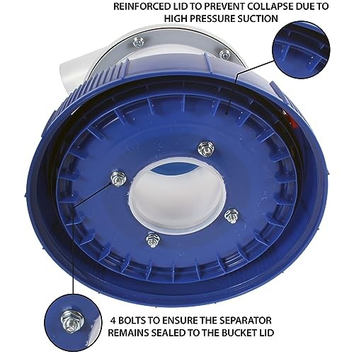 Assembled Quick Click Dust Separator with 5 Gallon Locking 5 Gallon Bin Black