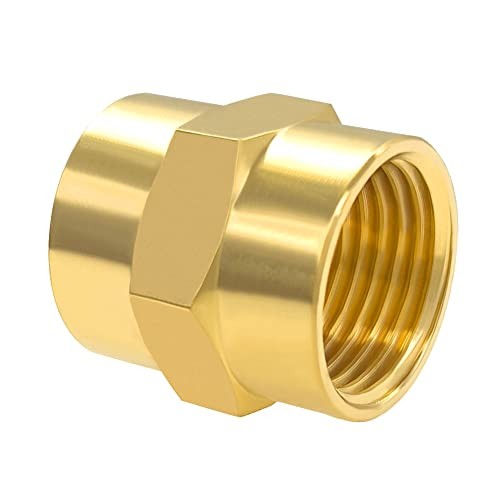 3/8" x Coupler Brass Female Hex Head Pipe Fitting Coupling, Pack 3/8" NPT 5PCS