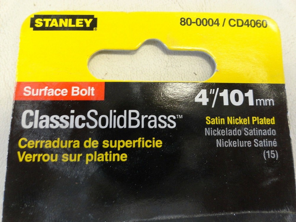 STANLEY SOLID BRASS SURFACE DOOR BOLT / LATCH PAIR OF (2) 80-0004 / CD4060