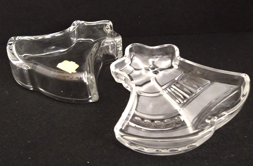 2-piece Mikasa crystal Christmas bell covered dish