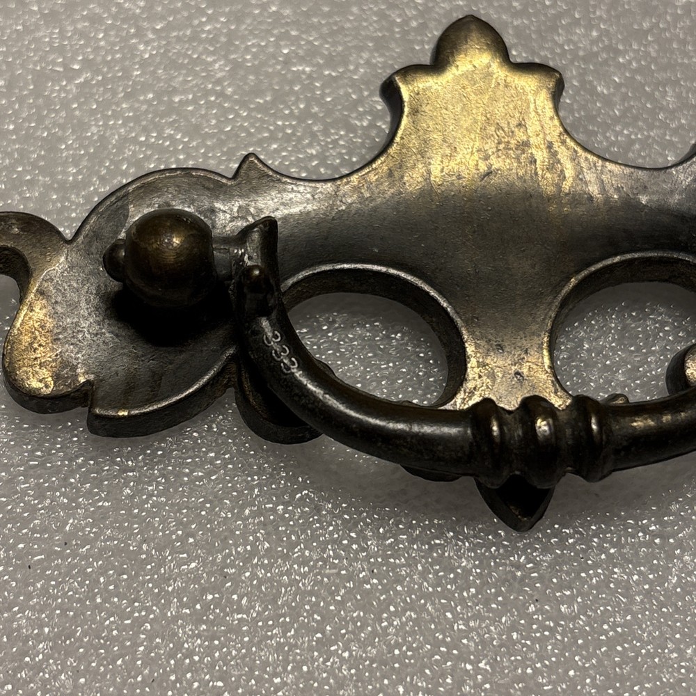 Vintage Drop Bat Bail Drawer Pull Handle Brass 2.5” Center