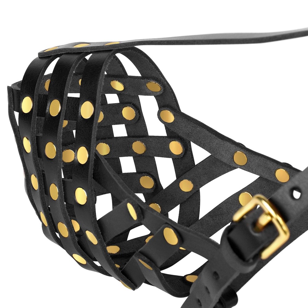 Labrador Dog Muzzle for Large Dogs - Leather Breathable Secure Basket Muzzle ...