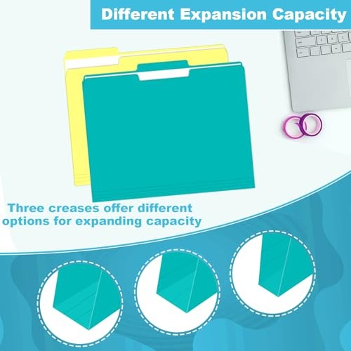 File Folder, 120 Pack 1/3 Cut Tab File Folders, Colored File Folders Great