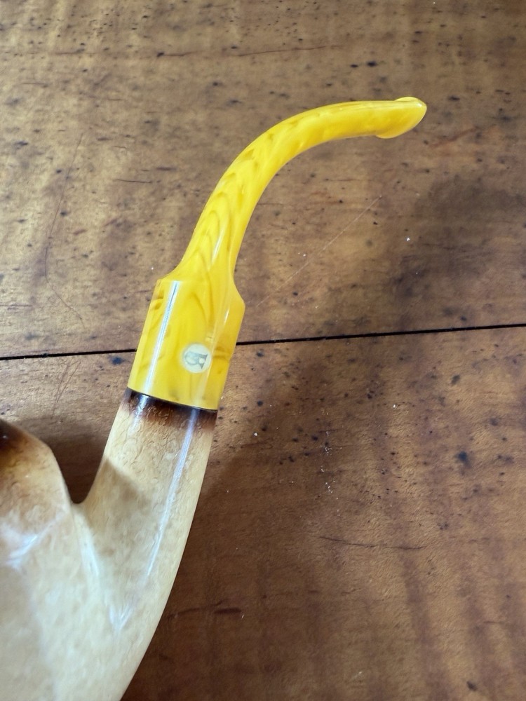 Astas Lee Van Cleef 6 Panel Bent Stem Block Meerschaum Pipe fitted case 365