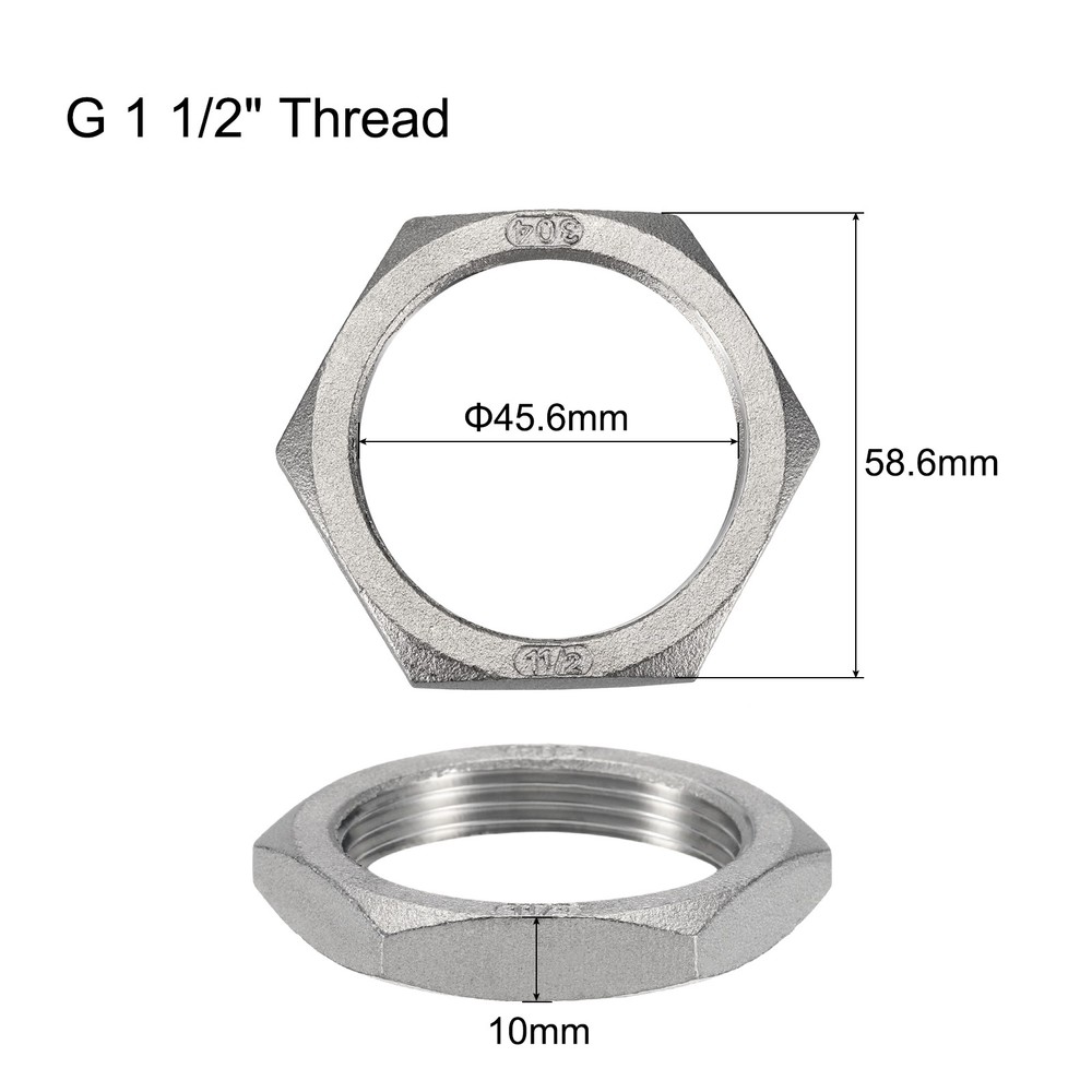 2Pcs Cast Pipe Fitting Hex Locknut Nut 1 1/2" Female Thread DN40