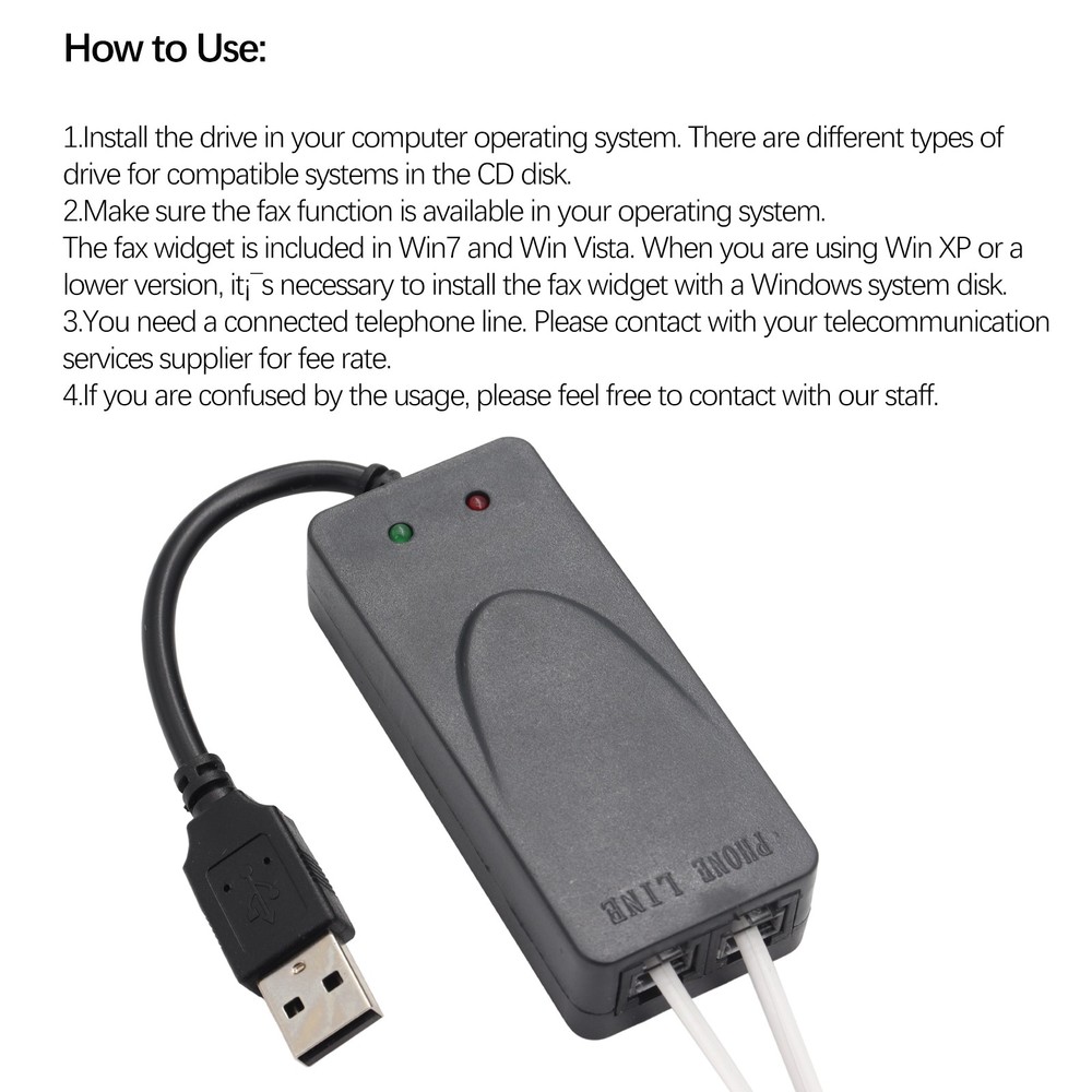 USB 56K V.92 Fax Modem External Data Dial-Up Internet Caller ID Plug & Play
