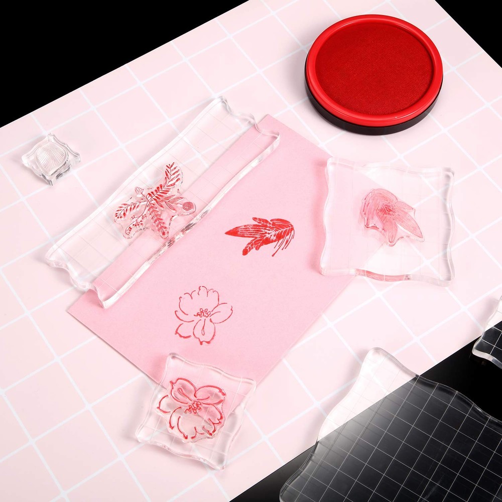 Mudder 7 Pieces Acrylic Stamp Blocks Set Clear Stamping Tools for...