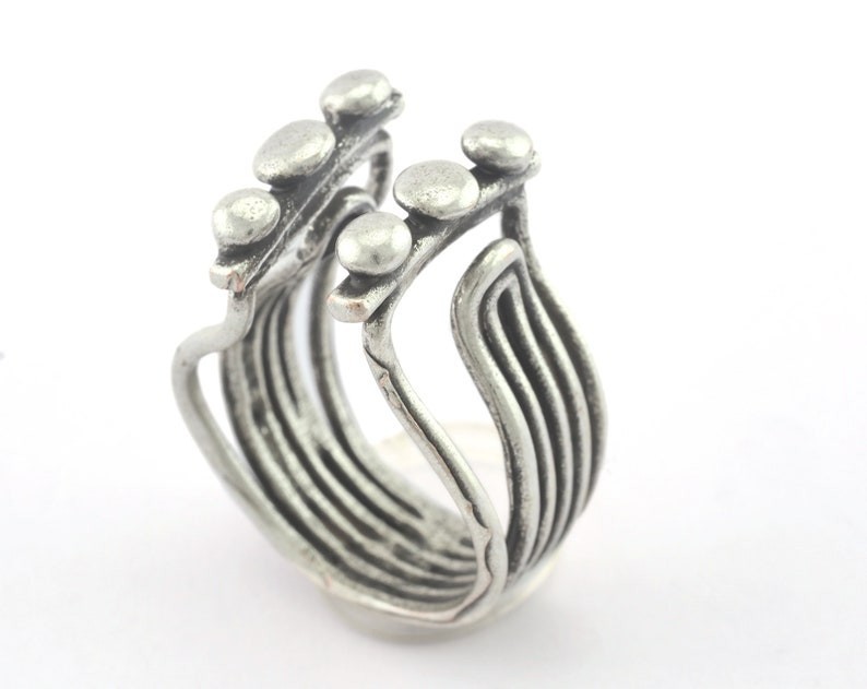 Adjustable Ring Antique Silver Plated Brass (18mm 8US inner size) 3304 Ring30