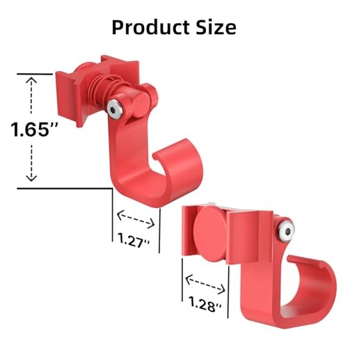 4 Pack L Track Hooks with Single Stud Fitting, Spring-Loaded Adjustable Red