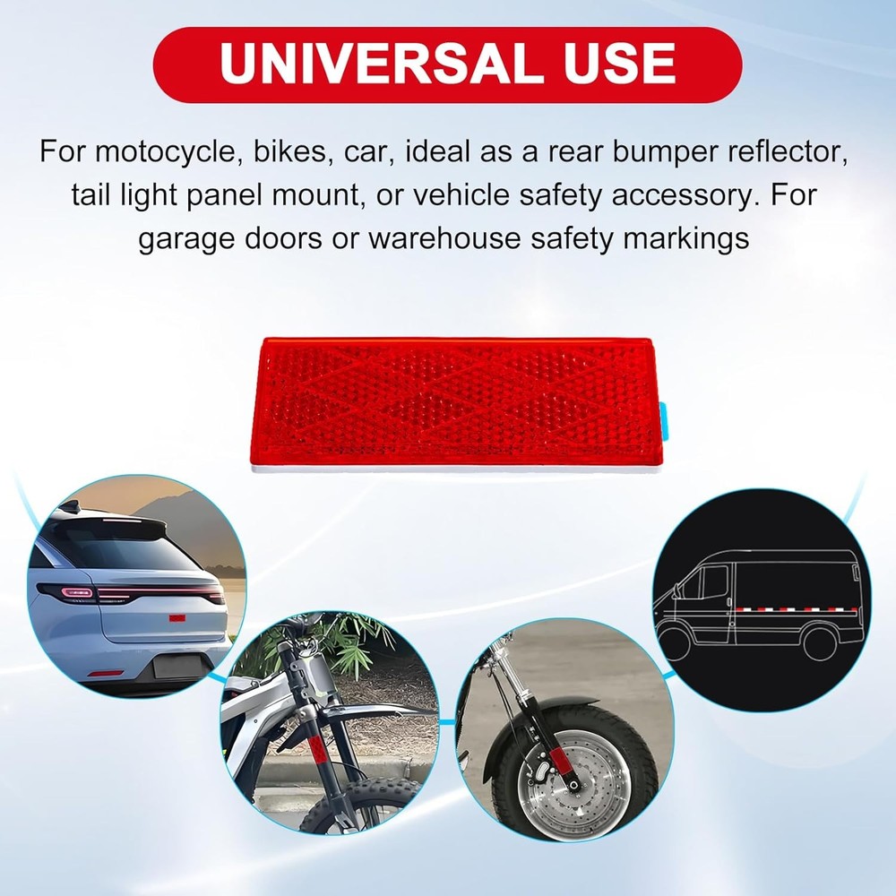 2pcs Rectangle Reflectors - High Reflectivity Reflectors Stick On, Self-red