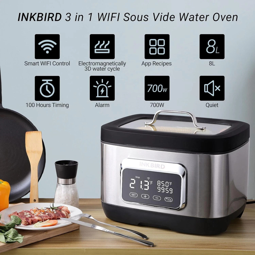 INKBIRD Sous Vide Precise Cooker Suveed Cooking Machine 8L Capacity Timer Alarm