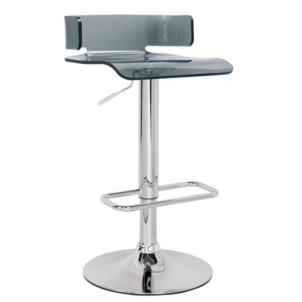 Grey and Chrome Adjustable Swivel Stool - Modern Height-Adjustable Bar Stool