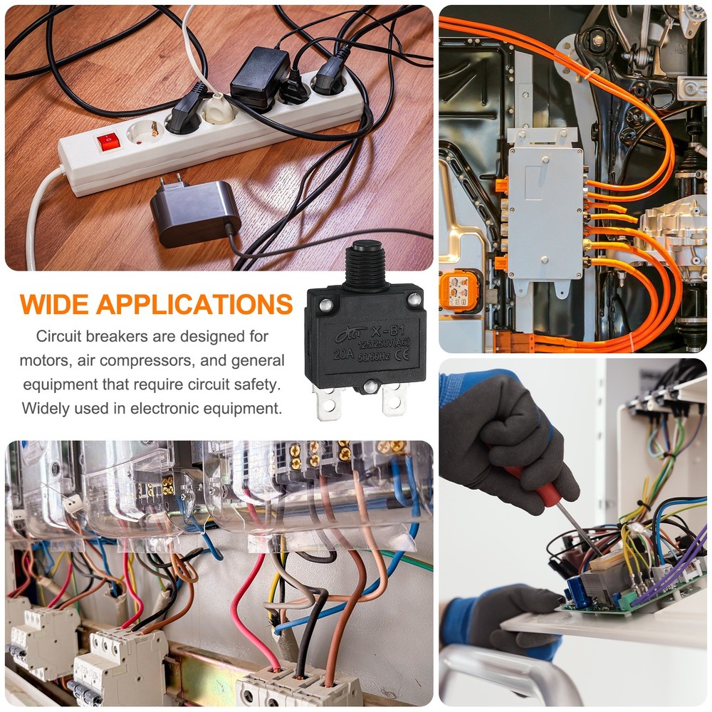 2 Pack X-B1 20Amp Circuit Breakers Manual Reset Push Button Overload Protector