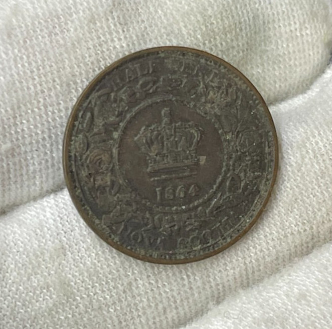 1864 Nova Scotia Half Cent Coin Great Condition