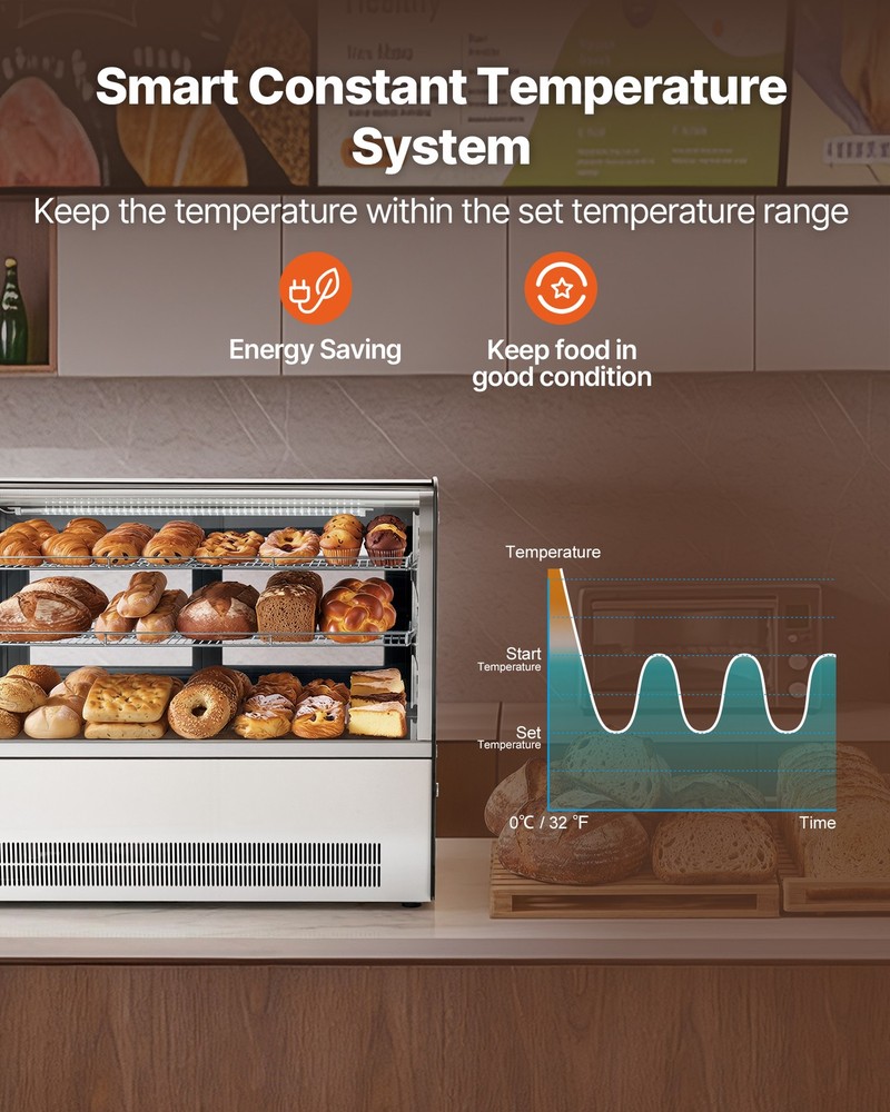 VEVOR Refrigerated Display Case Bakery Display Fridge Case 5 cu ft/145L 2-Tier
