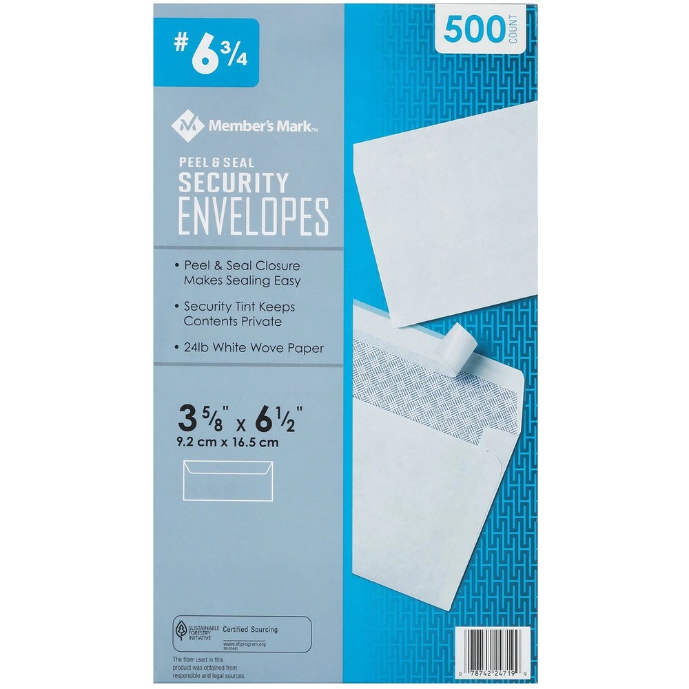 2 Pack - Member's Mark Security Envelope #6-3/4 (500 ct.)