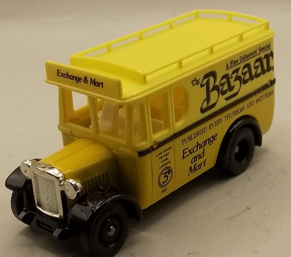 Lledo Exchange & Mart yellow Dennis Bazaar van boxed
