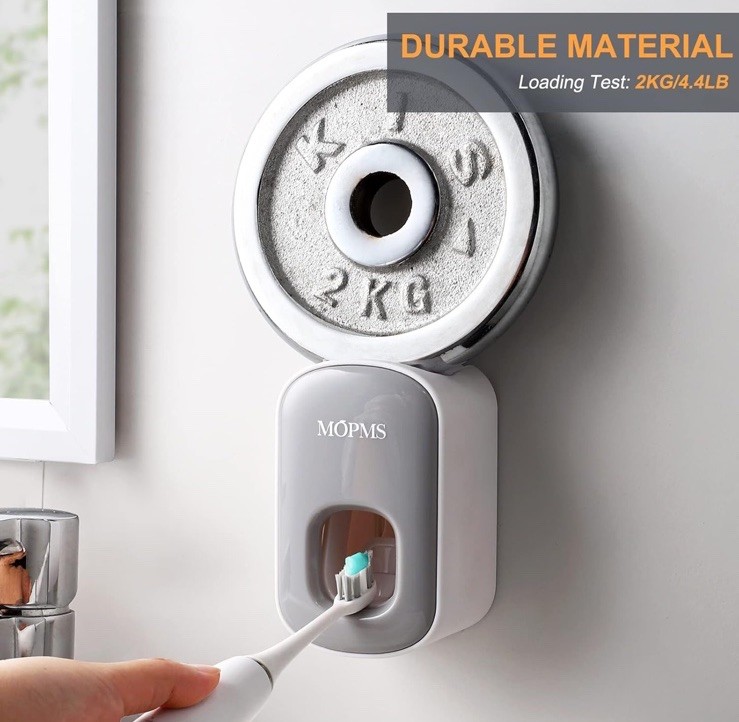 MOPMS Toothpaste Dispenser Wall Mounted for Bathroom Automatic Gray