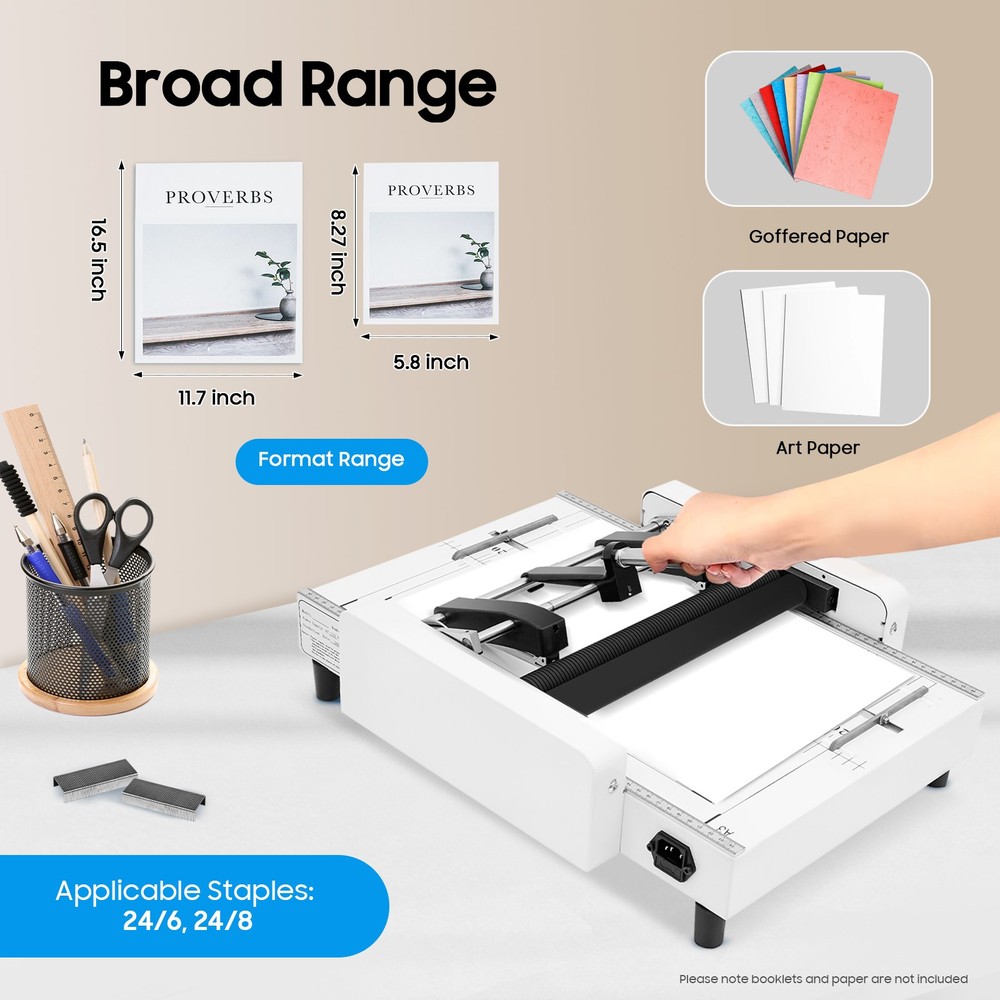 A3 Booklet Folding Binding Machine Paper Stapling Making Book Stapler Office 60W