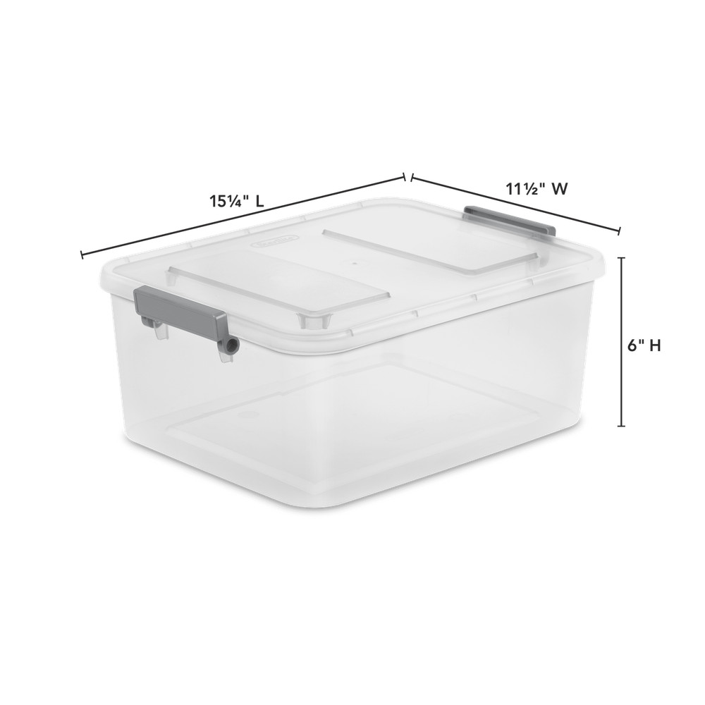 12.7 Quart , Clear Plastic Storage Box with Write-on ID Latches, Gray