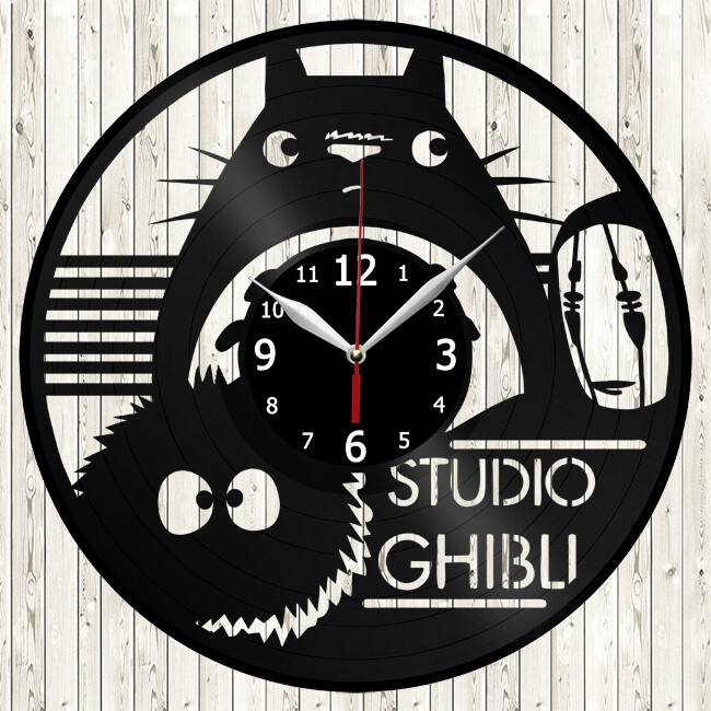 Studio Ghibli Anime Vinyl Record Wall Clock Decor Handmade 3635