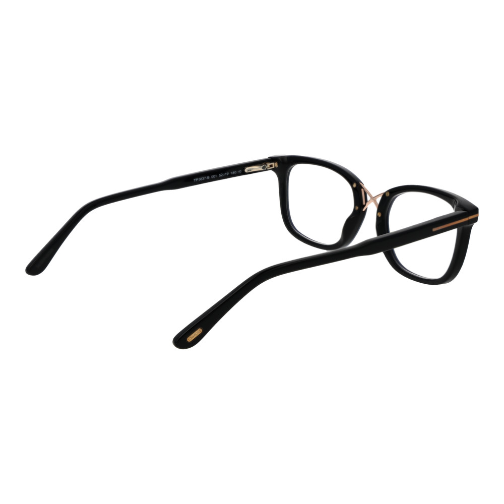 Tom Ford Eyeglasses FT5637-B 001 Black Rectangular Gold Frames 52mm Blue Light
