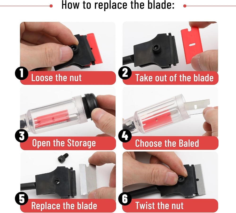 11" Long Razor Blade Scraper Tool | Window Scraper, Long Extension Decal Sticker