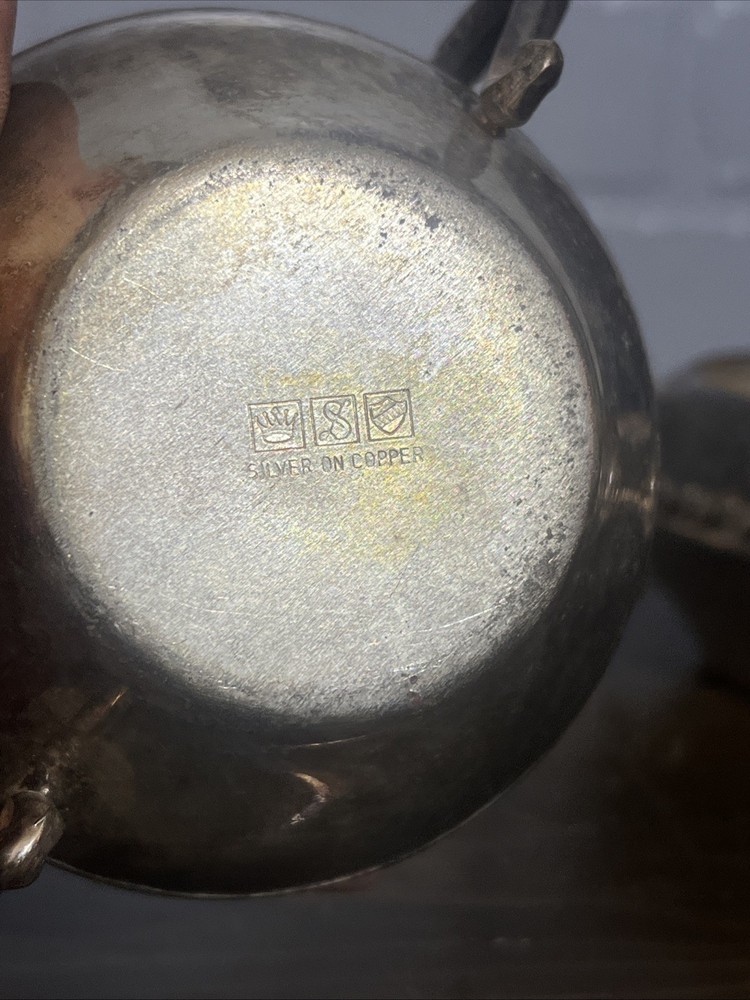 silver-plated sugar and creamer set
