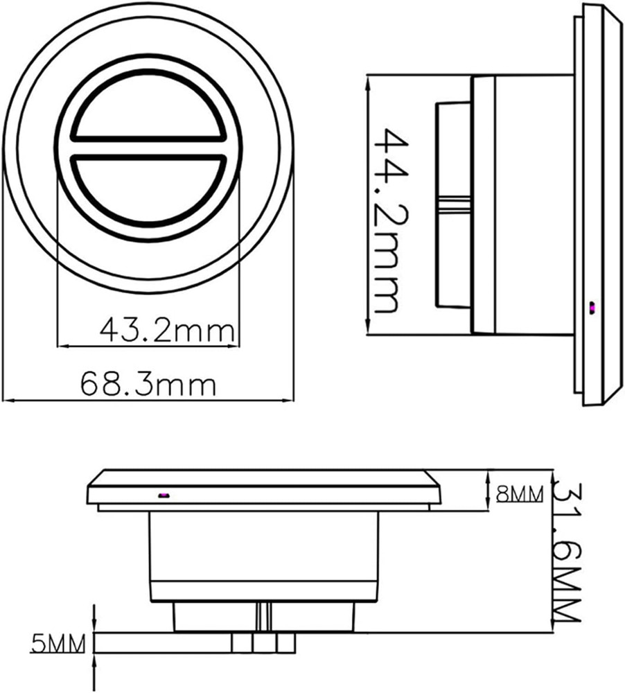Electric Recliner Switch,2 Button round Hand Control Handle,5 Pin Plug Fixed Pow
