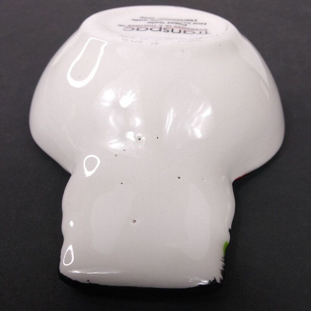 Transpac Ceramic Snowman Christmas Small Dish Bowl with Handle Dip Candy Damaged