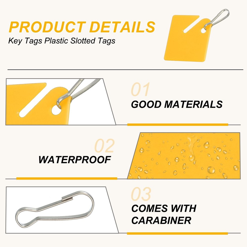 Key Tags Plastic Slotted Tags, 20 Pcs Hanging Identify Bulk Key Tags with Met...