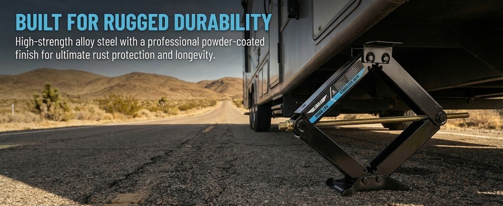 Set 4 HD 9000lb RV Stabilizer Leveling Scissor Jacks w/socket & install Kit 24"