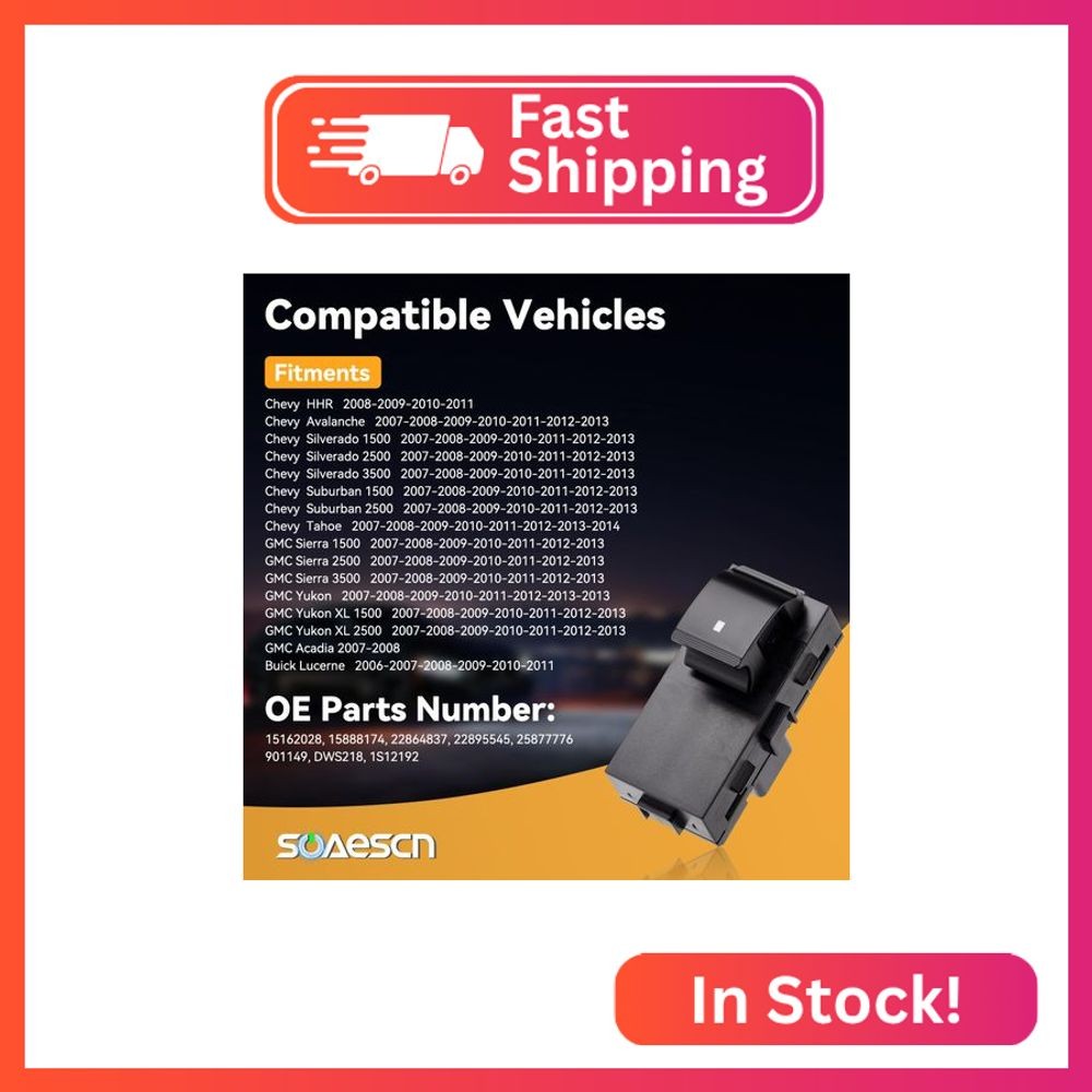 SOAESCN Passenger Power Window Switch for 2007-2014 Chevy Silverado Avalanche Su