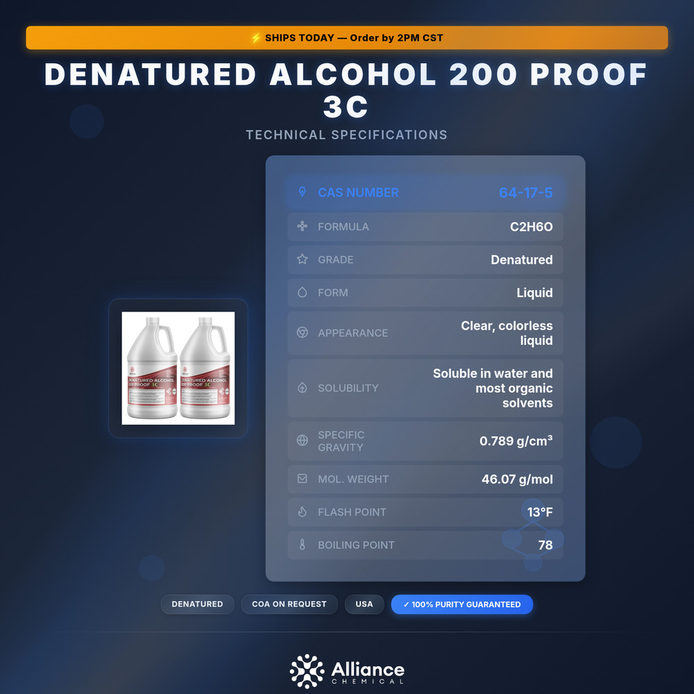 Denatured Alcohol 200 Proof 3C - 2 Gallons