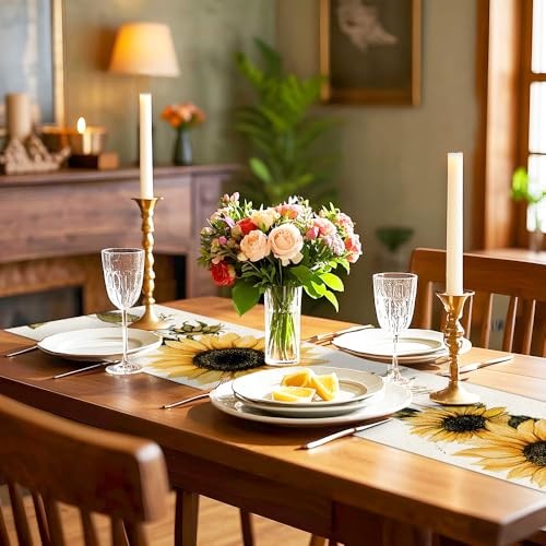 Table Runner 13 x 72 Inch for Dining Table,Fall Table Runner Sunflower