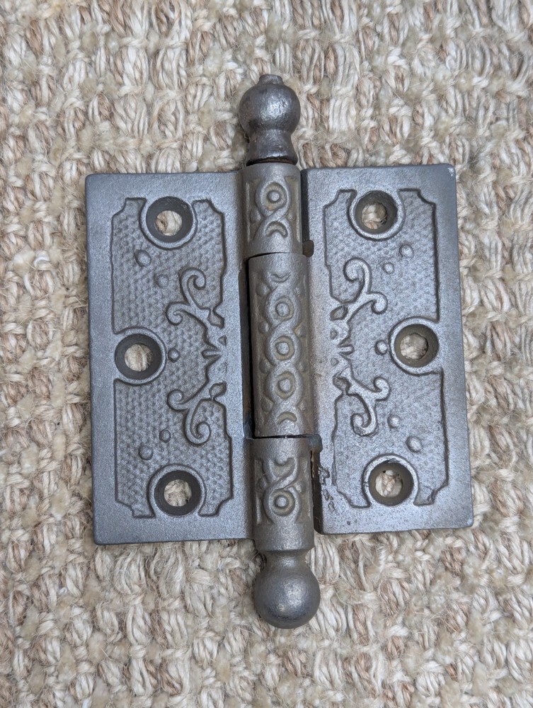 3" x  3" Antique Decorative Cast Iron Ball Tip Hinge