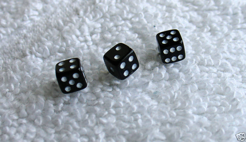 (3) MINI MINI 3/16" SQUARE BLACK DICE SET