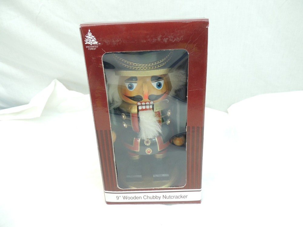 9" WOODEN CHUBBY NUTCRACKER, ENCHANTED FOREST