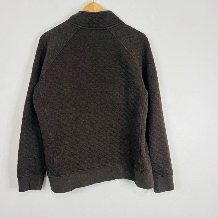 Eddie Bauer Brown Quilted 1/4 Snap Button Pullover Medium